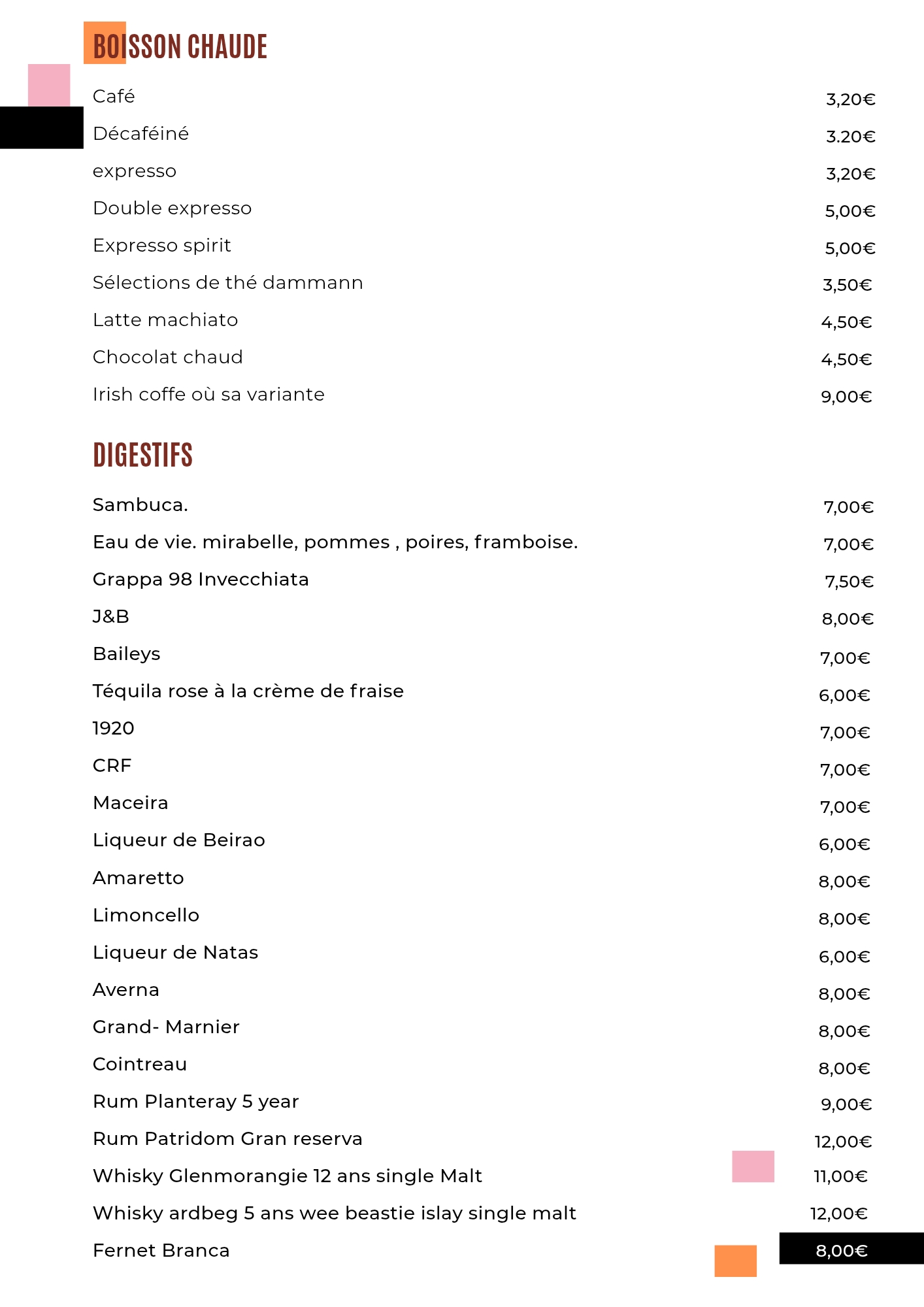 Menu Page 9